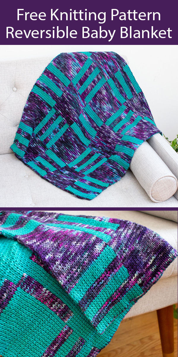 Free Baby Blanket Knitting Pattern for Reversible Stripes and Blocks Baby Blanket