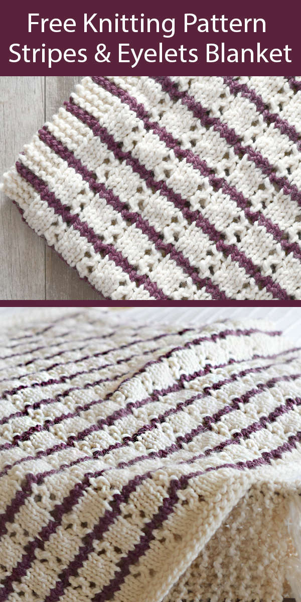 Free Baby or Lap Blanket Knitting Pattern Stripes & Eyelets Urban Blanket