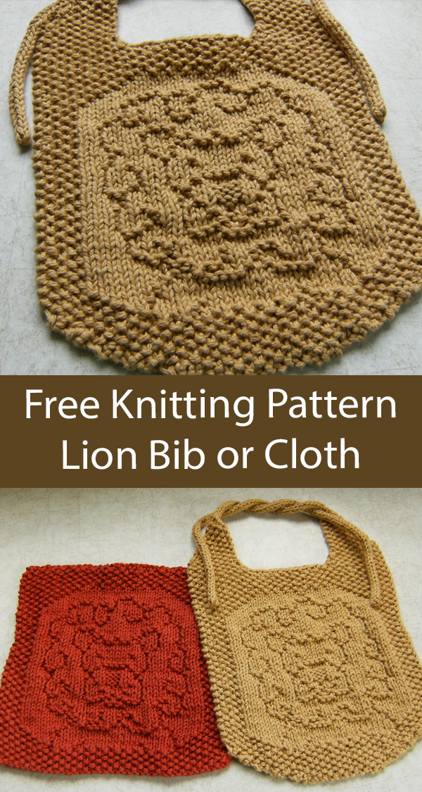 Free Knitting Pattern Lion Bib or Wash Cloth