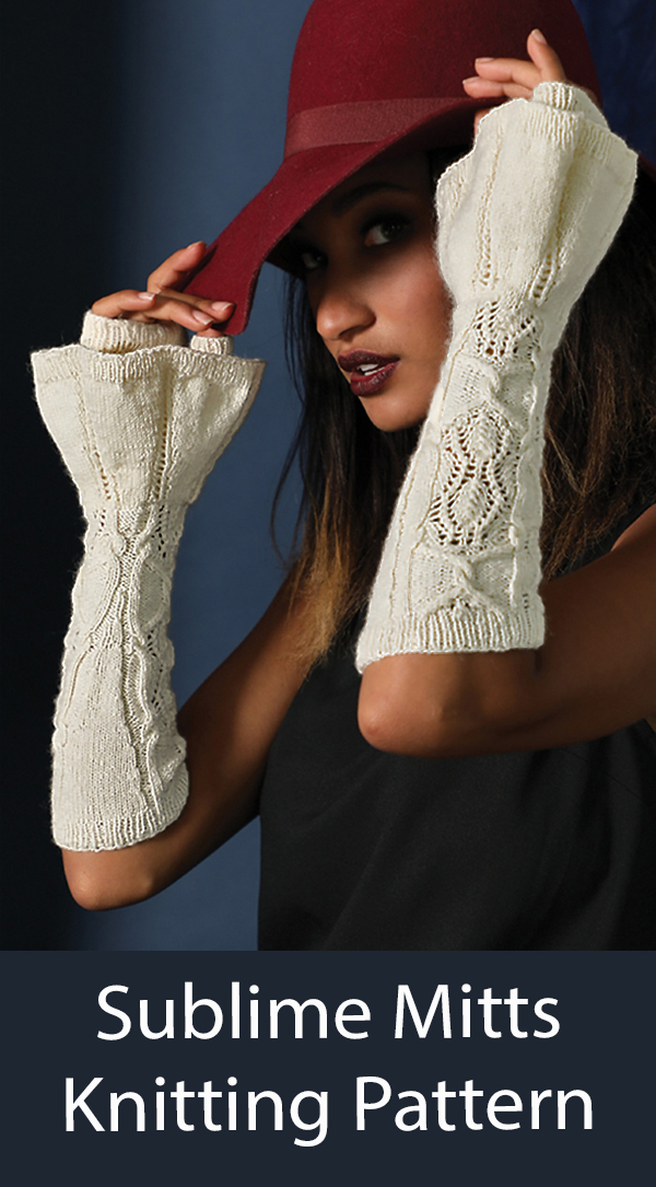 Sublime Mitts Knitting Pattern Lace Fingerless Gloves 