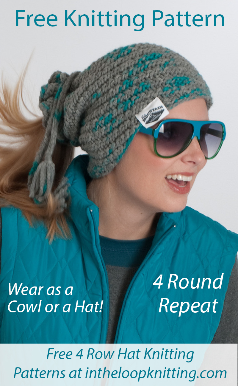 Free Hat Knitting Pattern Sugar Bowl Hat and Cowl 4 Round Repeat