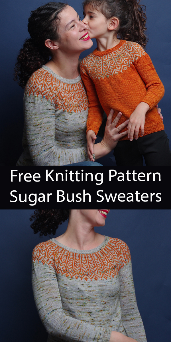 Free Sweater Knitting Pattern Sugar Bush Sweater in Baby, Child and Adult Sizes