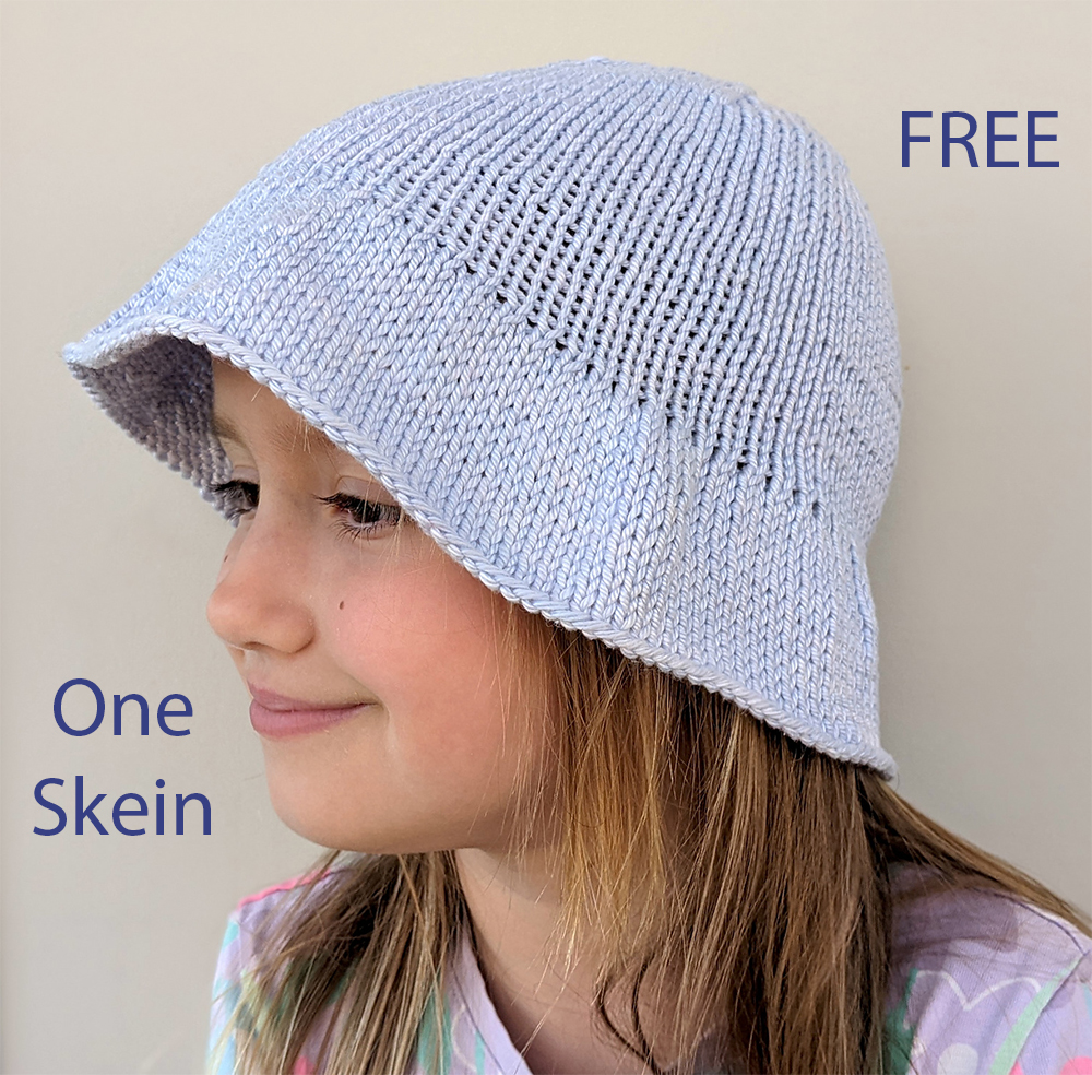 Summer Bucket Hat Knitting Pattern One Skein