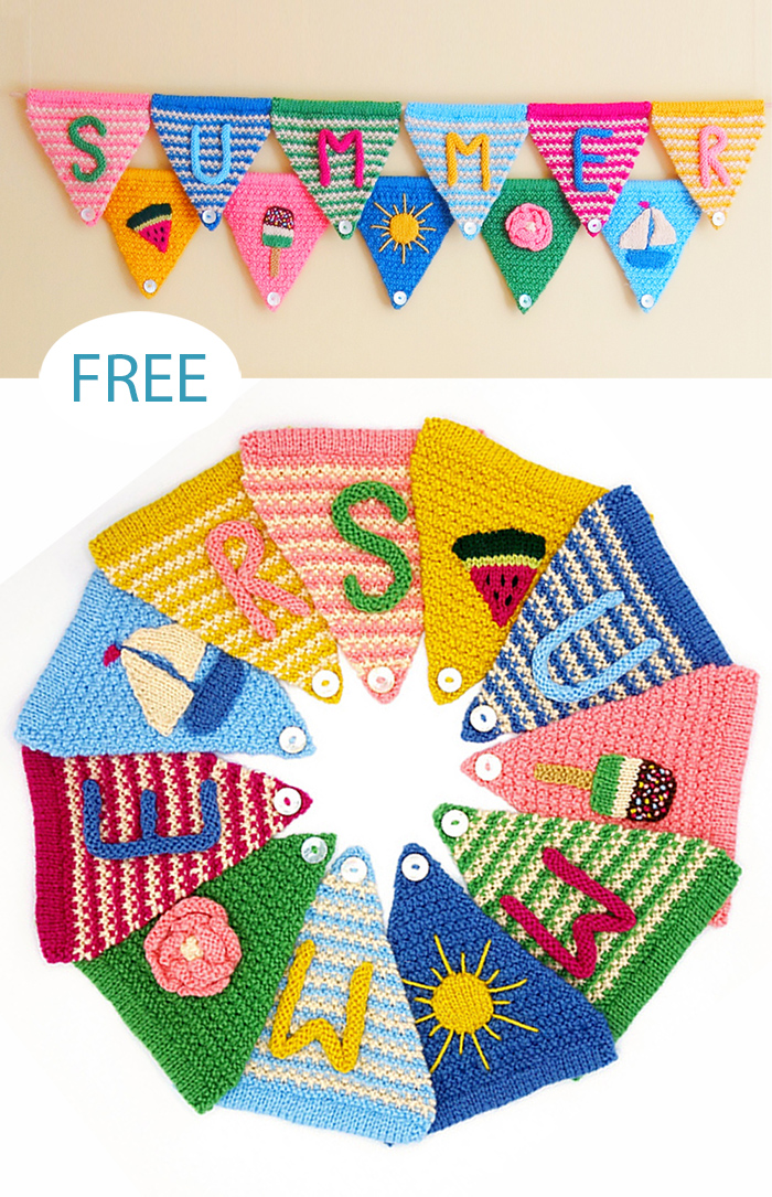 Free Summer Bunting Flags Knitting Pattern