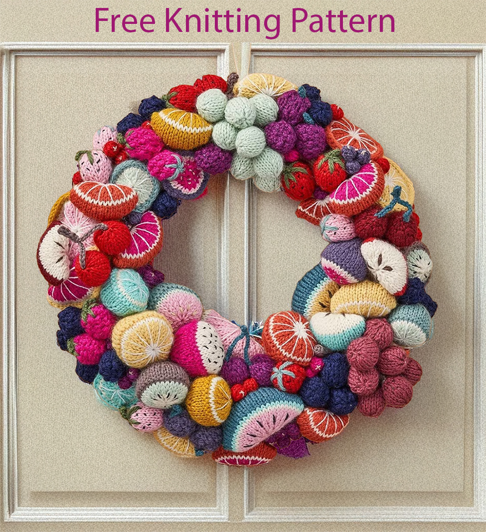 Summer Joy Wreath Free Knitting Pattern by Amanda Berry