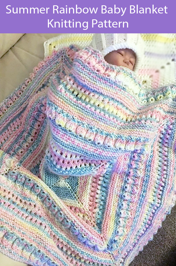 Knitting Pattern for Summer Rainbow Baby Blanket