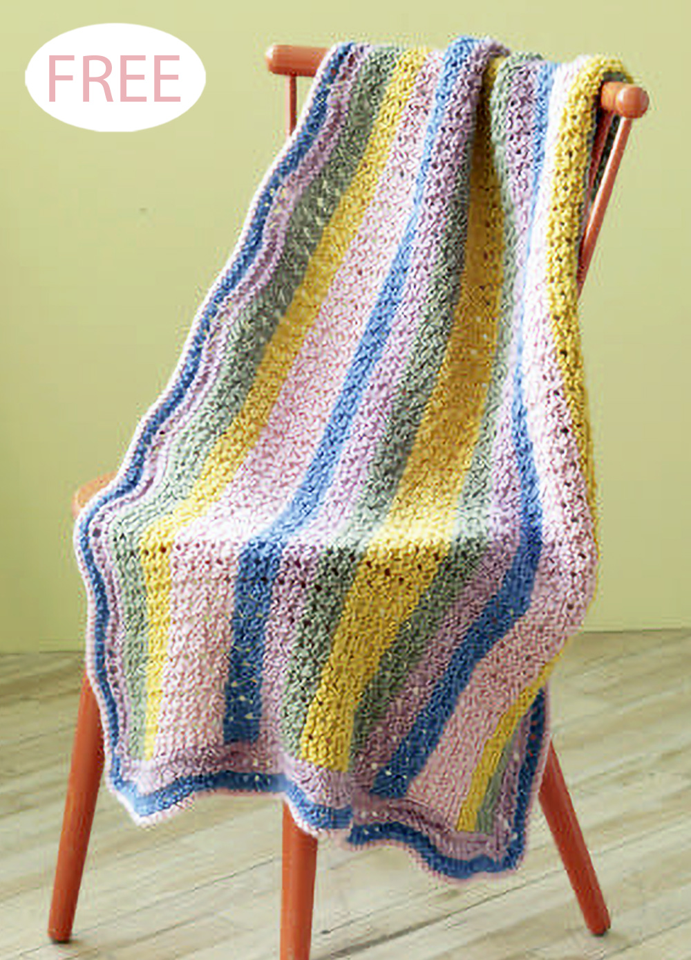 Free Summer Stripes Baby Afghan Blanket Knitting Pattern 