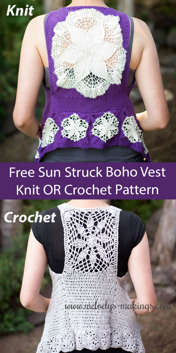 Free Vest Knit or Crochet Pattern Sun Struck Boho Vest