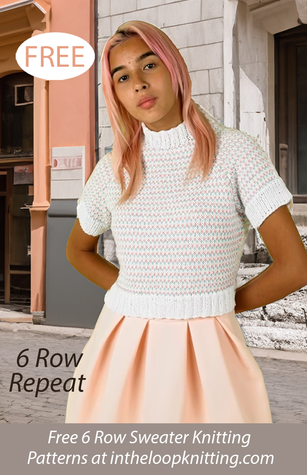 Free Knitting Pattern for 6 Row Repeat Sunbeam Short Sleeve Sweater