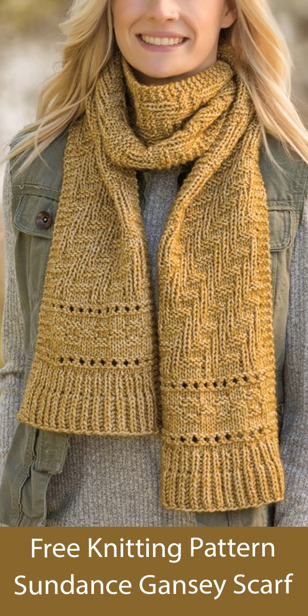 Free Scarf Knitting Pattern Sundance Gansey Scarf