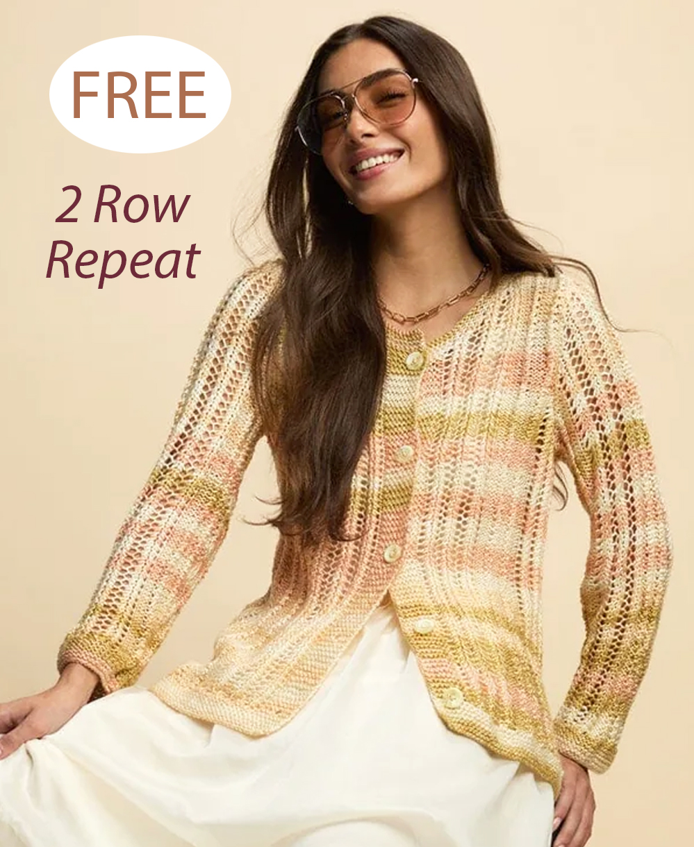 Free Women's Sunday Cardigan Knitting Pattern 2 Row Repeat