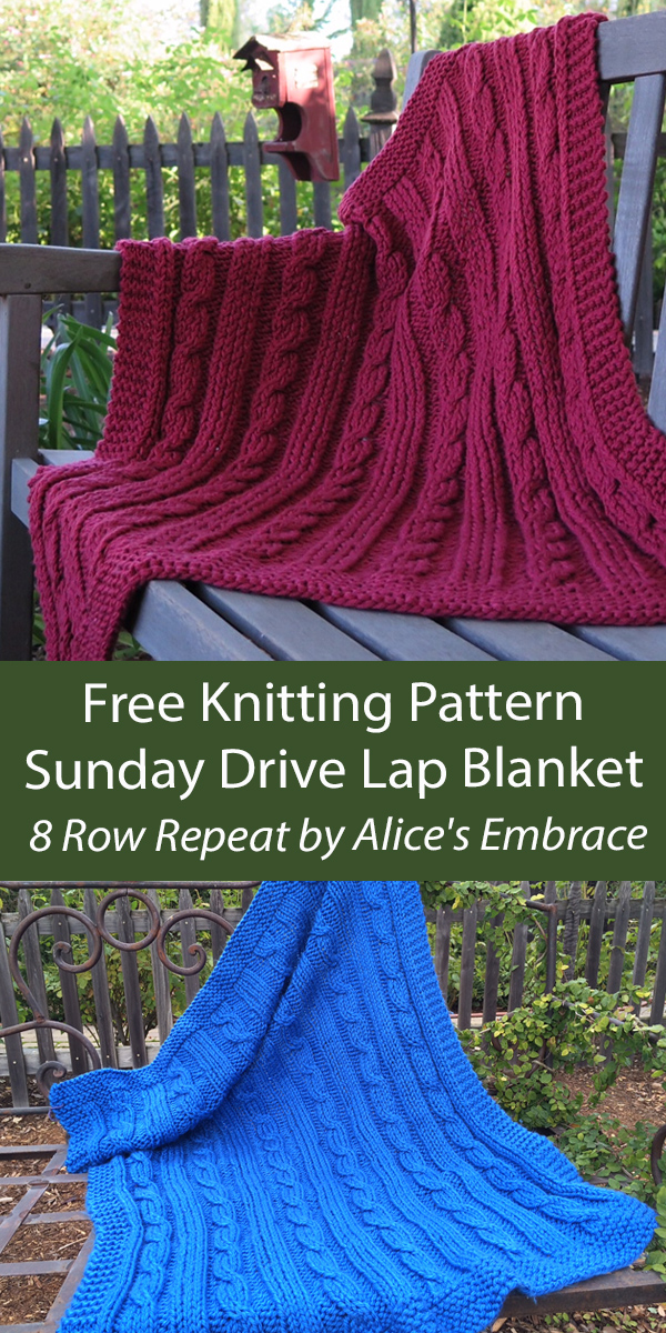 Free Blanket Knitting Pattern Sunday Drive Lap Blanket 8 Row Repeat