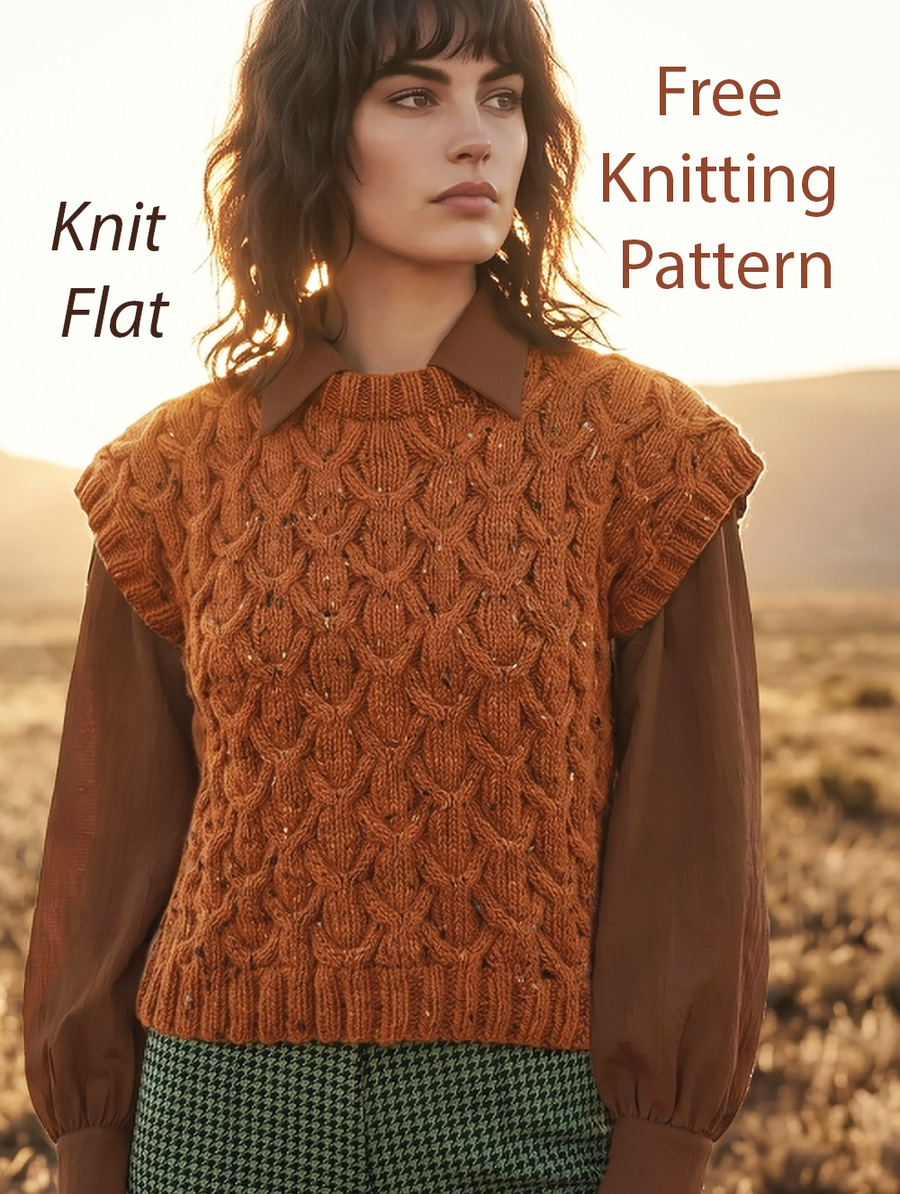 Free Sundowner Slipover Cable Pullover Vest Knitting Pattern