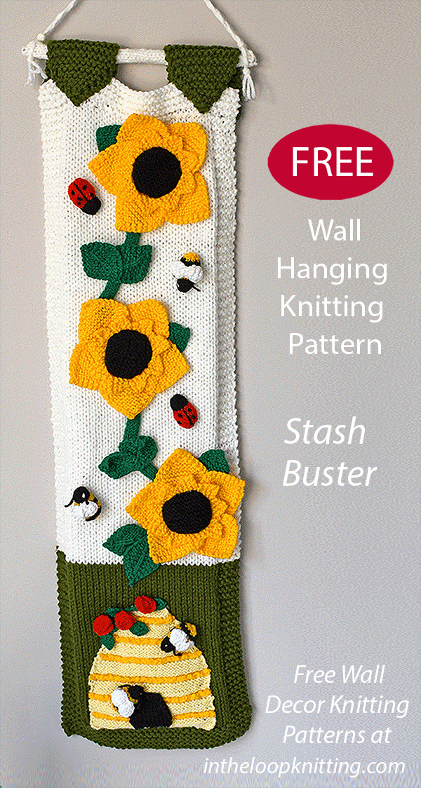 Free Sunflower and Bees Wall Hanging Knitting Patterns