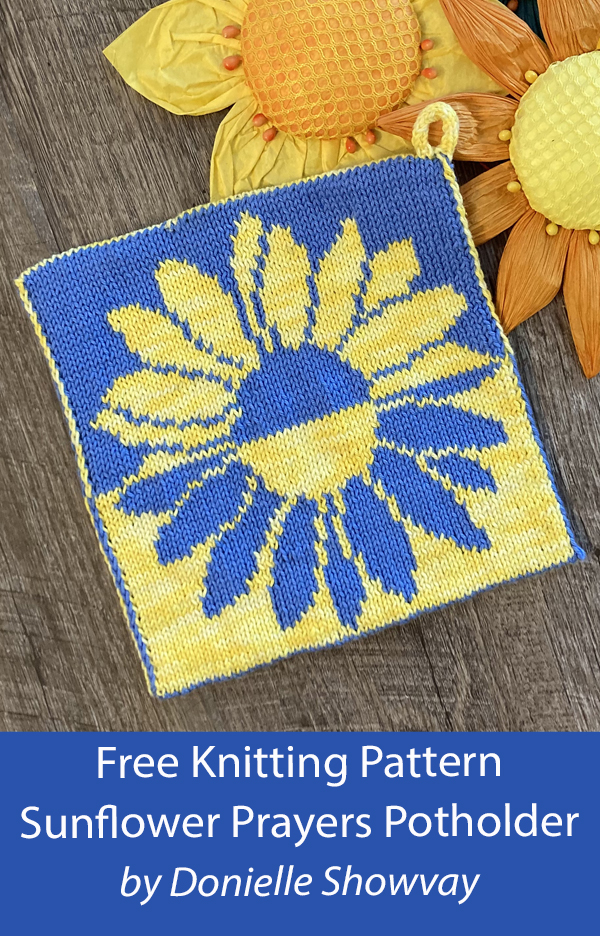 Sunflower Prayers Potholder Free Knitting Pattern
