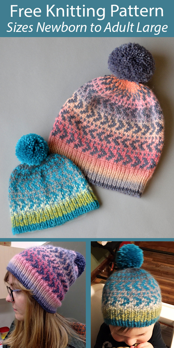 Free Hat Knitting Pattern Sunset Slouch Hats for the Whole Family