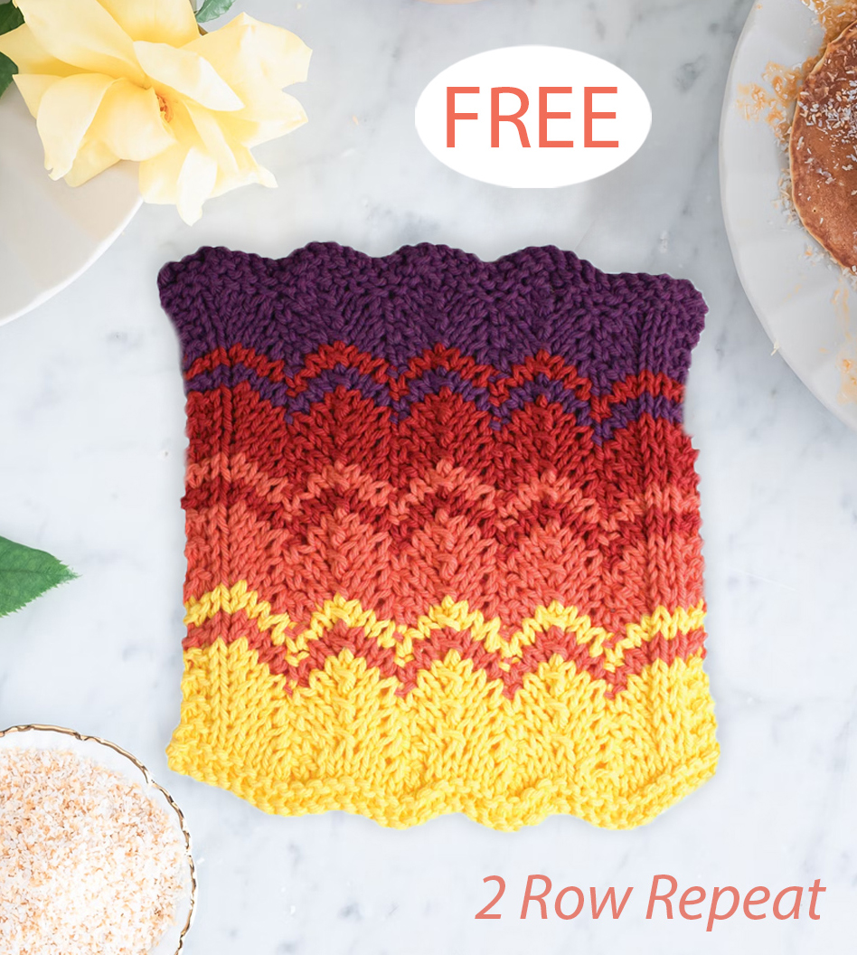 Free Sunset Strip Dishcloth Knitting Pattern Scrap Yarn