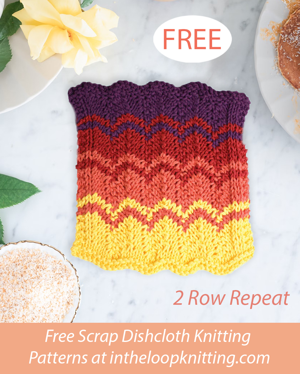 Free Sunset Strip Dishcloth Knitting Pattern Scrap Yarn