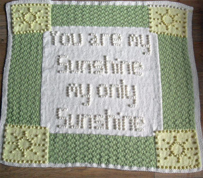 Knitting Pattern for You Are My Sunshine Bobble Baby Blanket