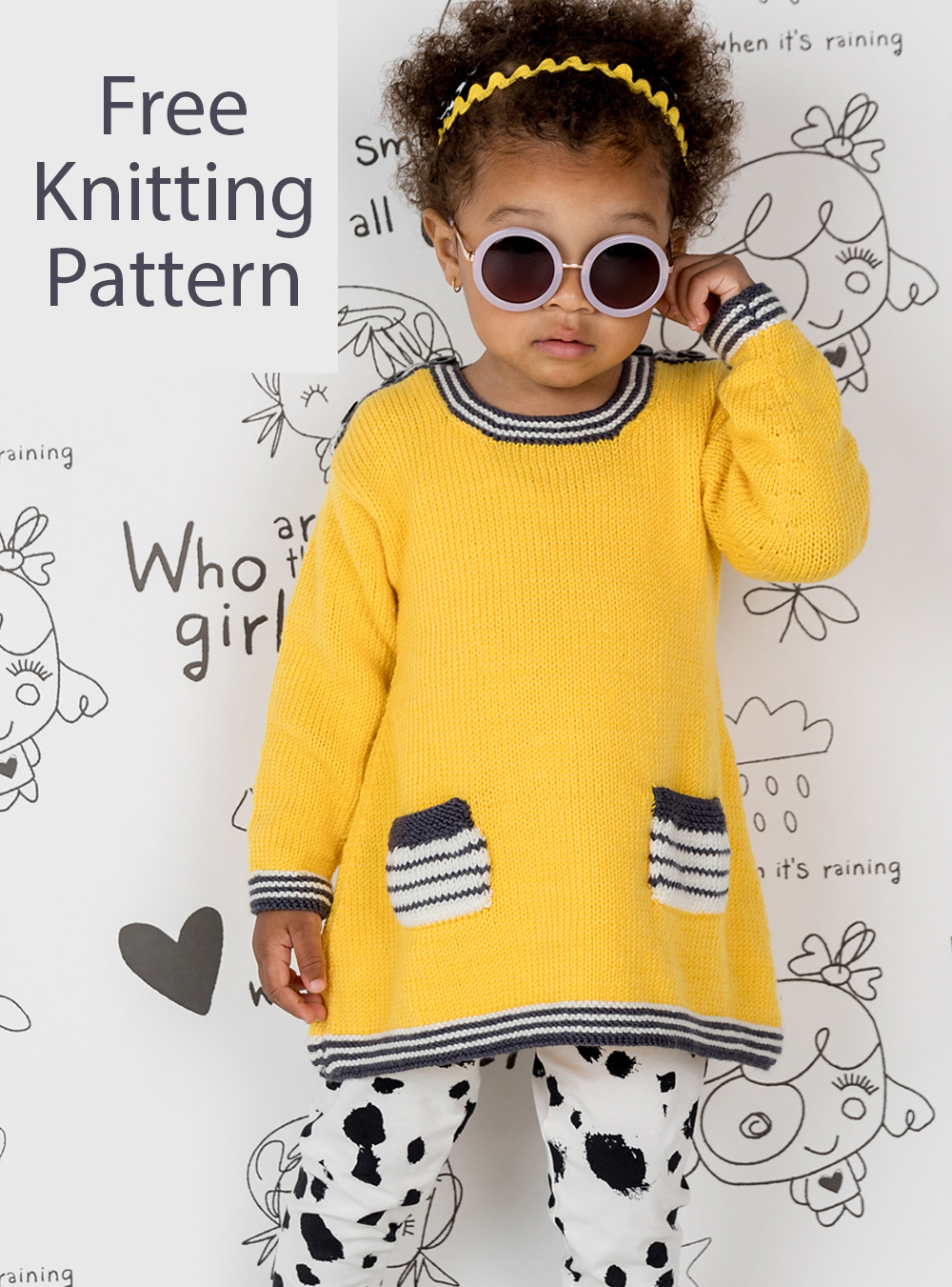 Free Kids Sunshine Tunic or Dress Pullover Sweater Knitting Pattern