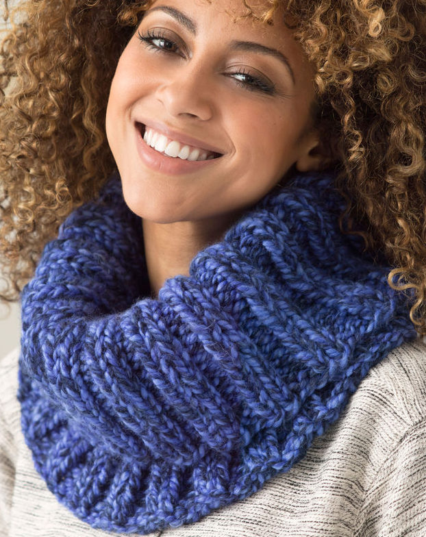 Free Knitting Pattern for Easy Quick Ribbed Cowl
