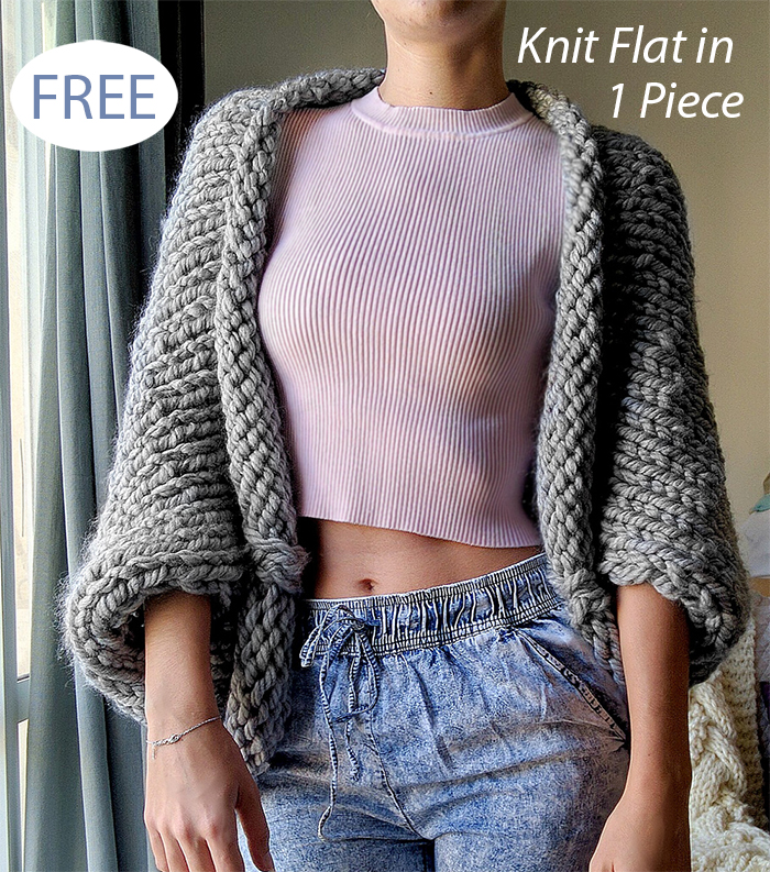 Free Knitting Pattern for Super Chunky Slouchy Shrug