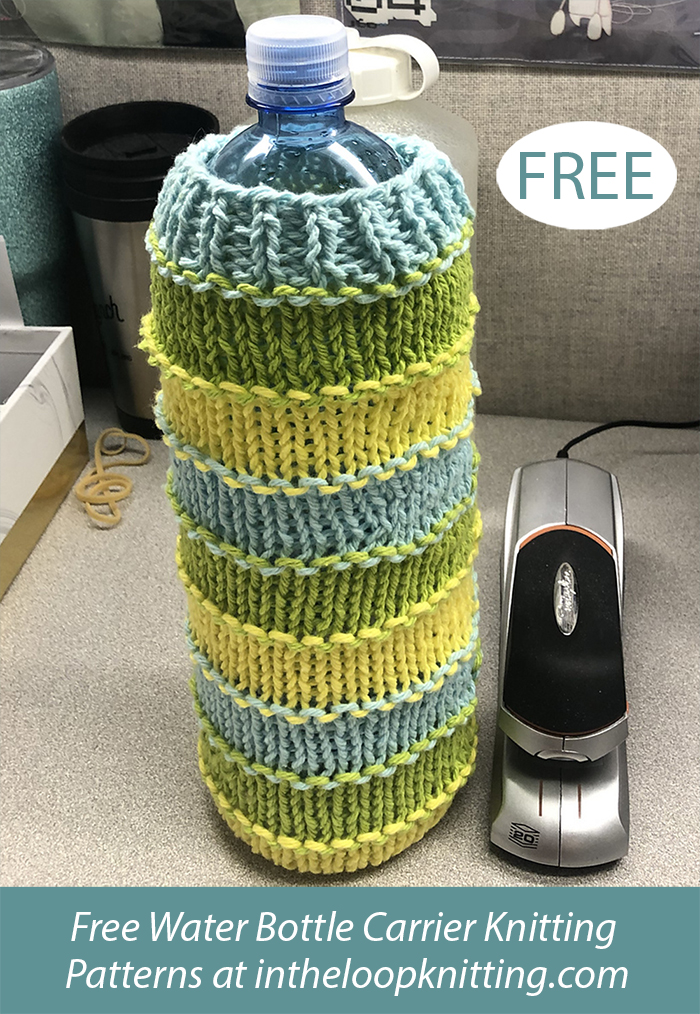 Free Super Stripey Water Bottle Cozy Knitting Pattern