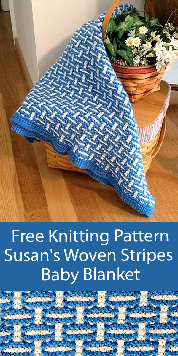 Free Baby Blanket Knitting Pattern Susan's Woven Stripes Blanket