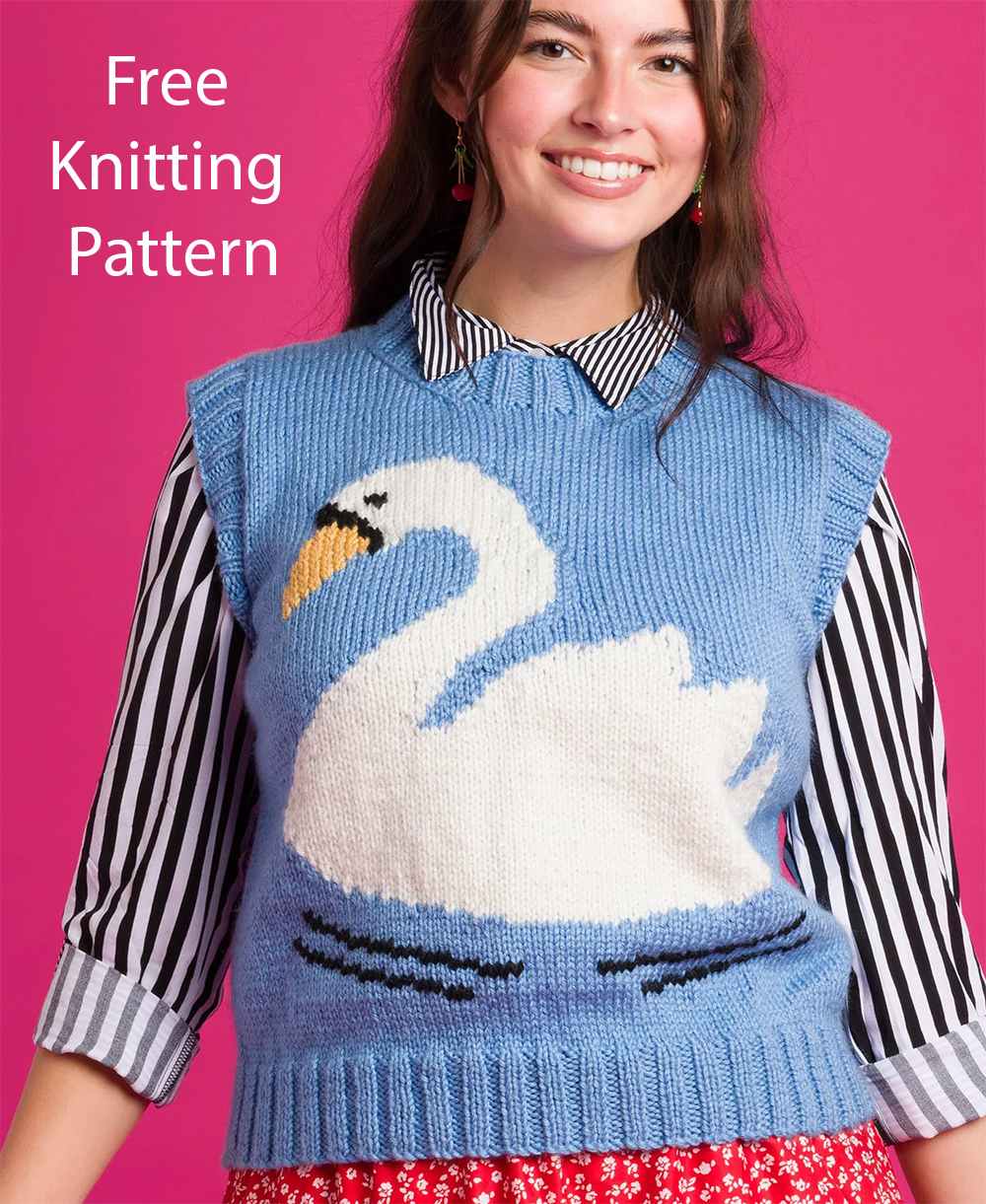 Free Sweater Knitting Pattern Swan Vest