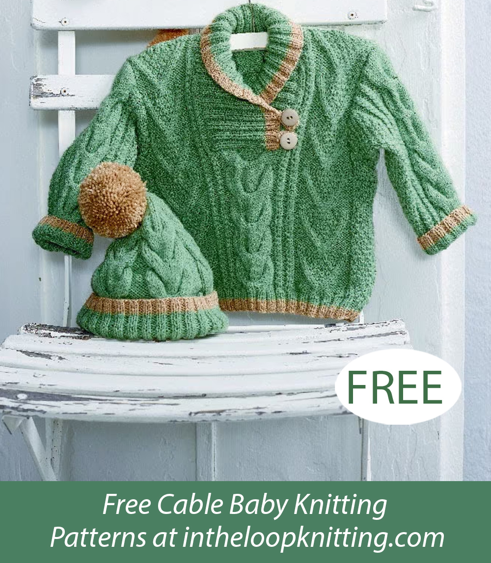 Free Baby Cable Hat and Sweater Knitting Pattern