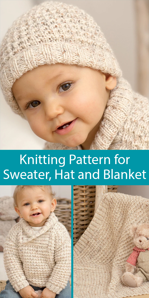 Knitting Pattern for Baby and Child Sweater, Hat and Blanket Set
