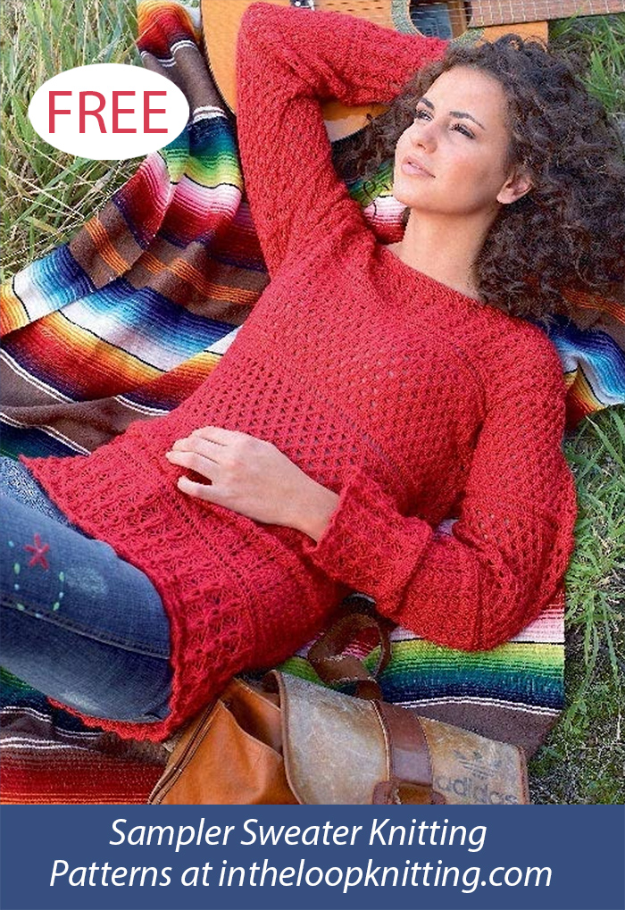 Free Sweater in Lace Pattern Mix Knitting Pattern