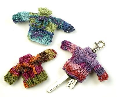 Free knitting pattern for Sweater Key Chain Covers and more stash buster knitting patterns
