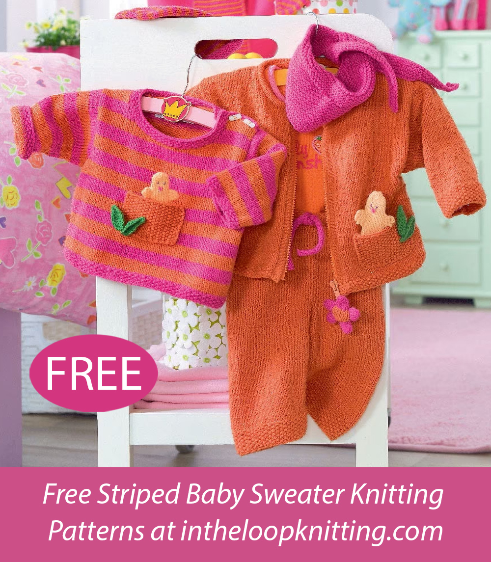 Free Baby Sweater Set with Chick Finger Puppet Knitting Pattern