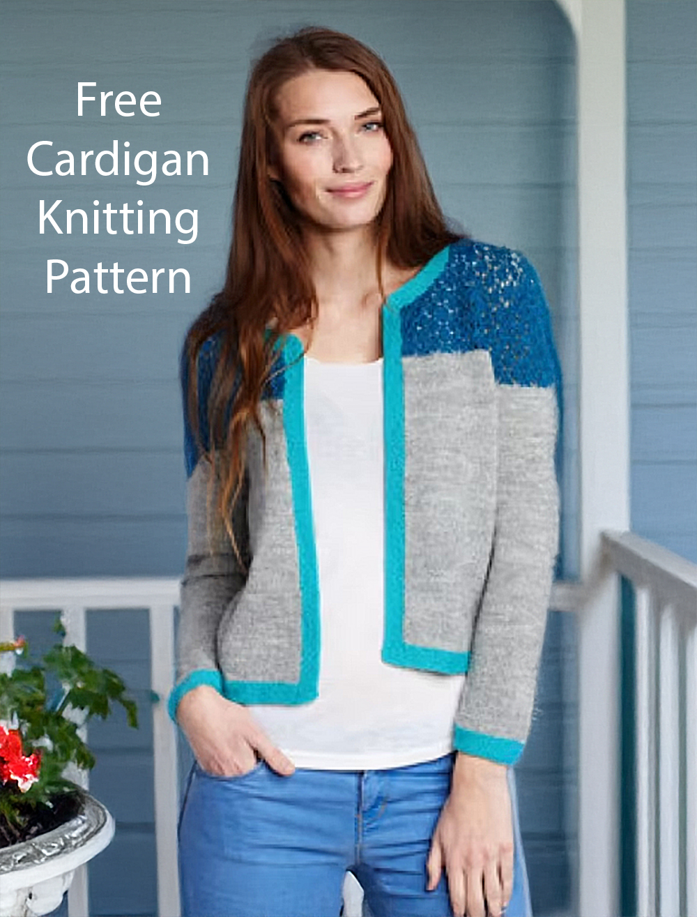 Free Sweater with Lace Shoulder  Cardigan  Knitting Pattern