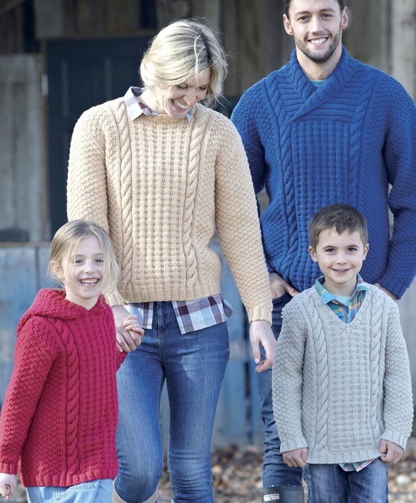 Sweater Knitting Patterns Family Jumpers Sirdar 7986 Men, Women, Children