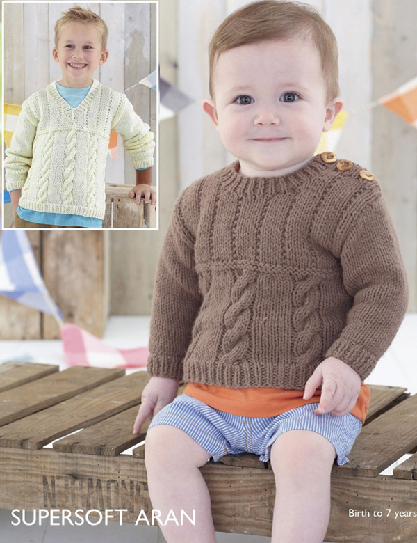 Baby and Child Sweater Knitting Patterns Round Neck and V Neck Sweater Sirdar 4898