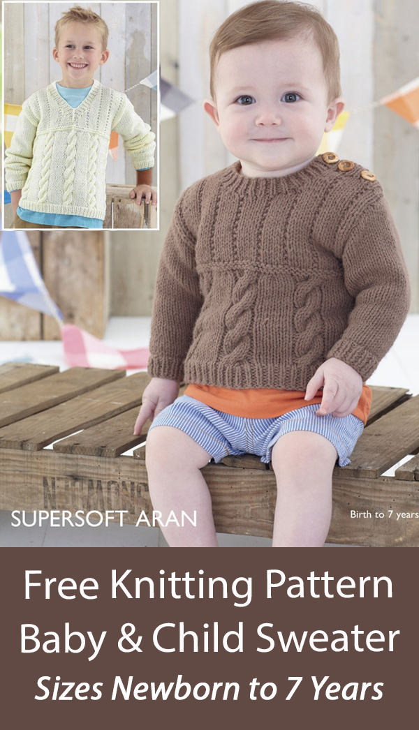 Free Baby and Child Sweater Knitting Patterns Round Neck and V Neck Sweater Sirdar 4898