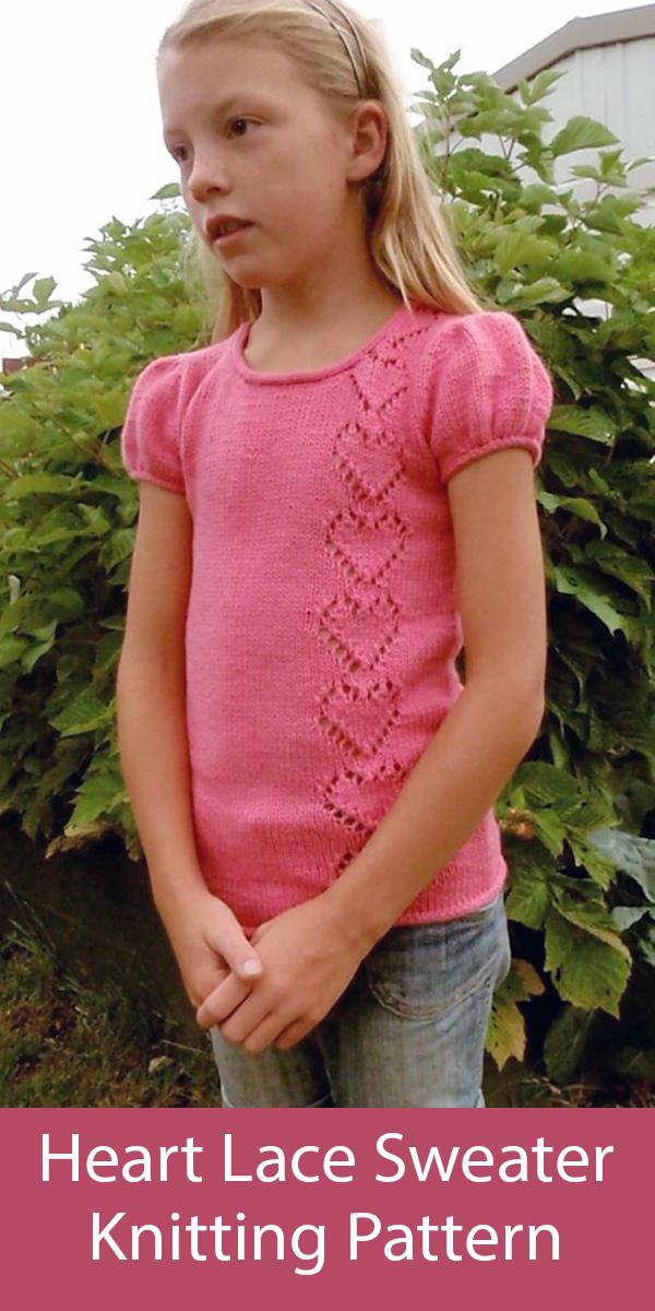Heart Lace Child's Sweater Knitting Pattern