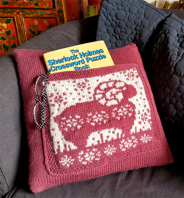 Knitting Pattern for Sweet Eustace Cushion With Pocket