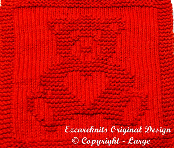 Knitting pattern for Sweetheart Teddy Bear wash cloth