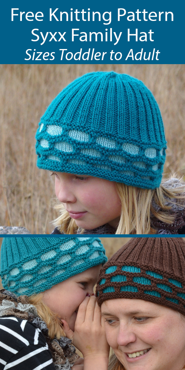 Free Hat Knitting Pattern Syxx Hat for the Whole Family