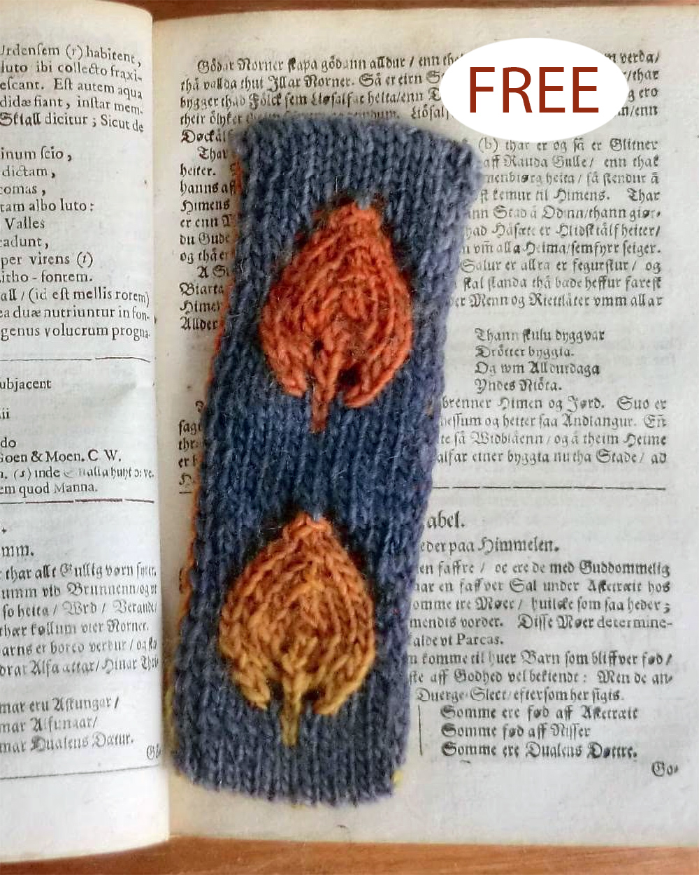 Free Knitting Pattern Take a leaf from my book Bookmark