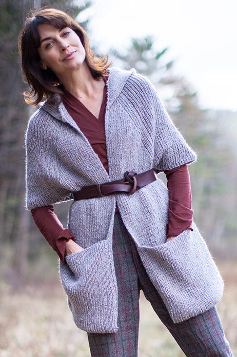 Free Knitting Pattern for Tamarind Wrap with Pockets and Hood