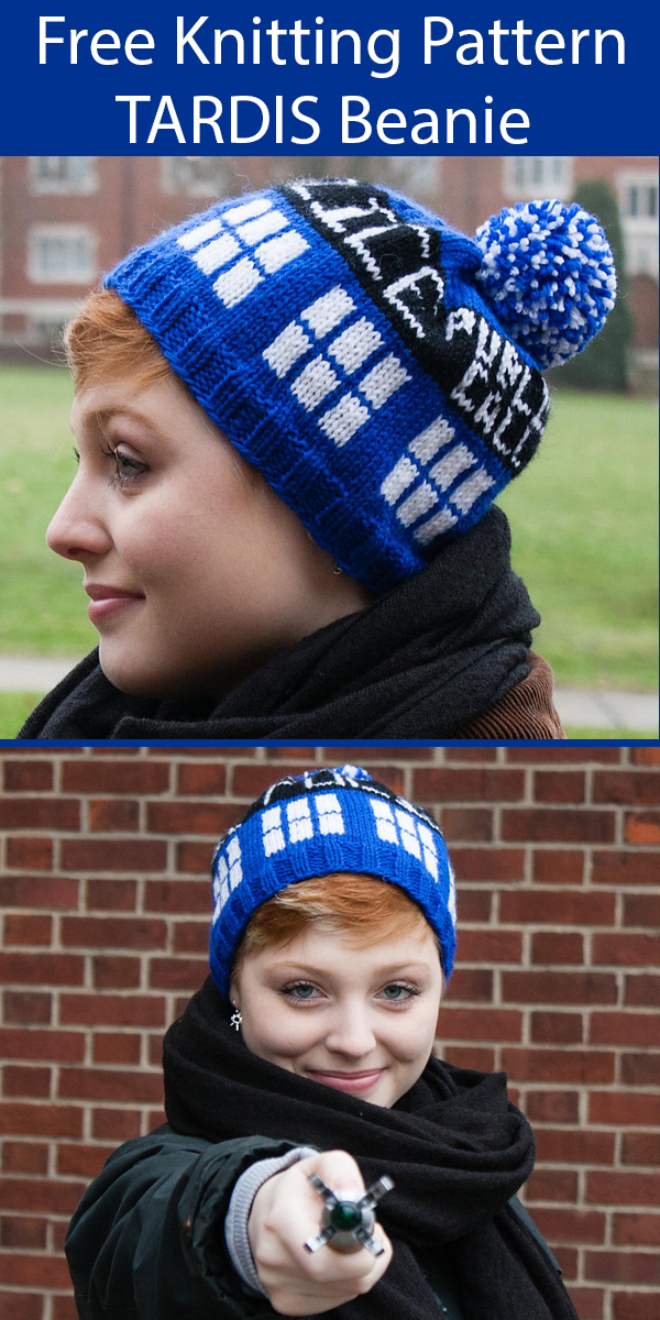 Free Knitting Pattern for Doctor Who TARDIS Beanie
