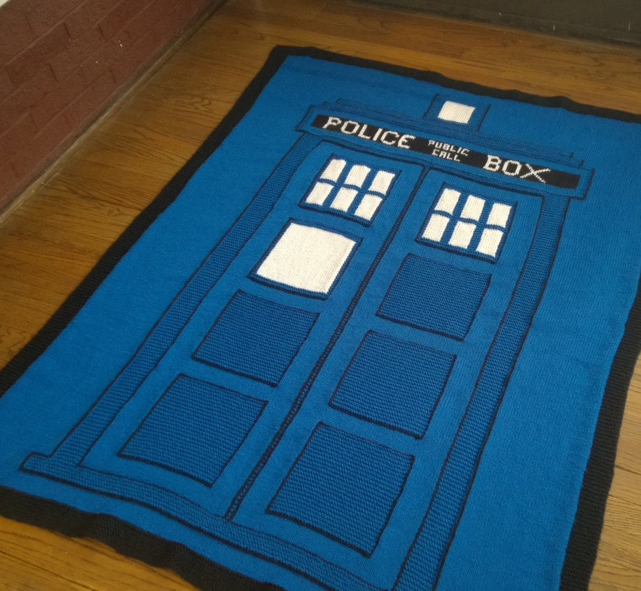 Knitting Pattern for TARDIS Blanket