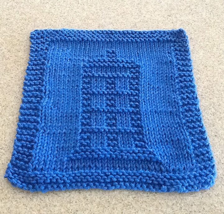 Free Knitting Pattern for Doctor Who TARDIS Dishcloth