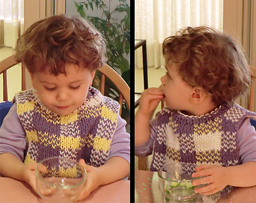 Tartan Plaid Baby Bib Free Knitting Pattern