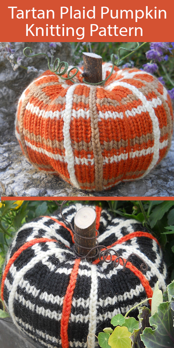 Tartan Plaid Pumpkin Knitting Pattern
