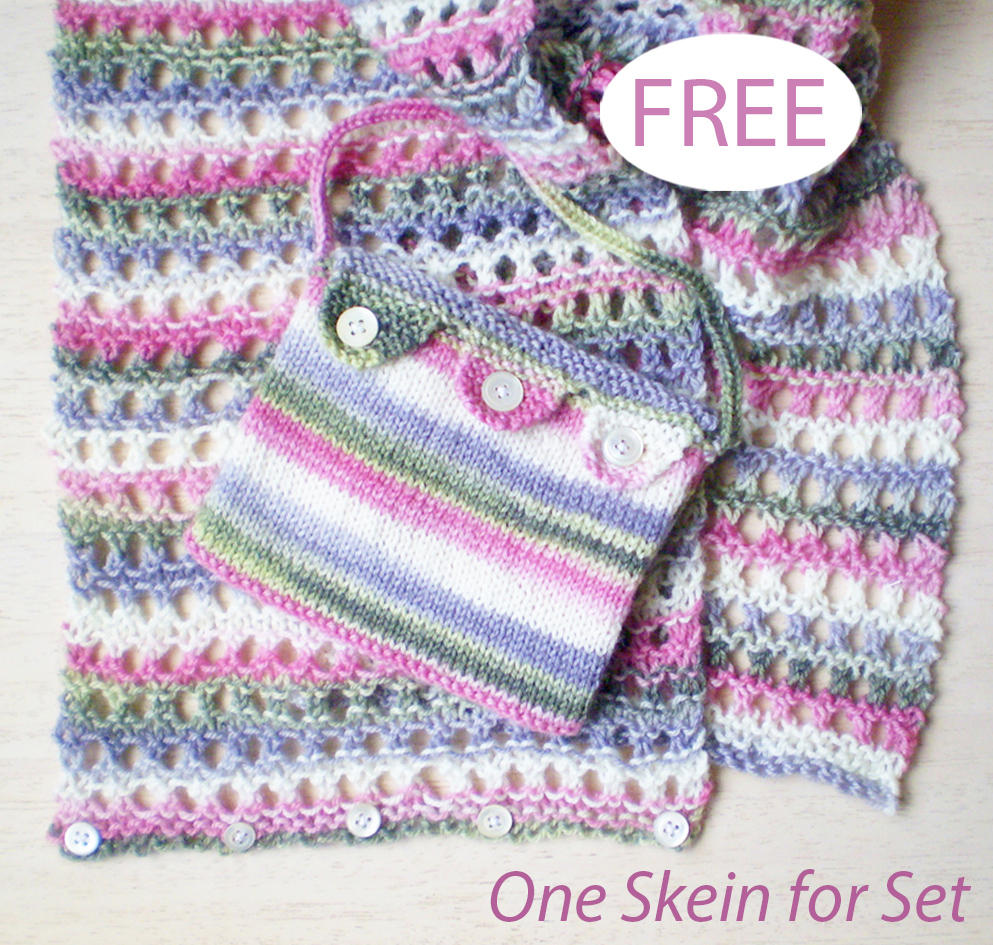 Free Tea Rose Days Scarf and Purse Knitting Pattern Set